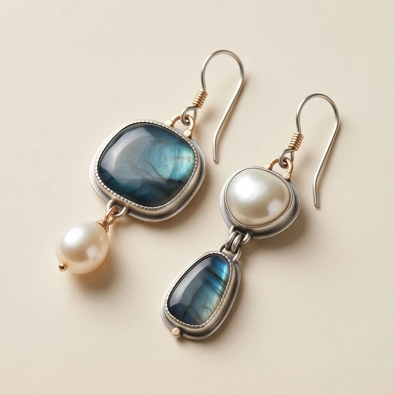 Larimar Pearl Drop Blue Stone Earrings Larimar Pearl Drop Blue Stone Earrings product photo