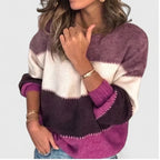 Model wearing Purple pullover in a studio