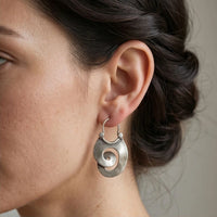 Model wearing Vintage Silver Spiral Earrings Vintage Silver Spiral Earrings close-up - 2