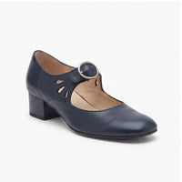 Blue leather pumps on a white background - 2