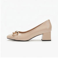 Apricot leather pump on a white background - 2