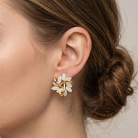 Model wearing Rose Sonja Luxe White Opal Earrings close-up - 2