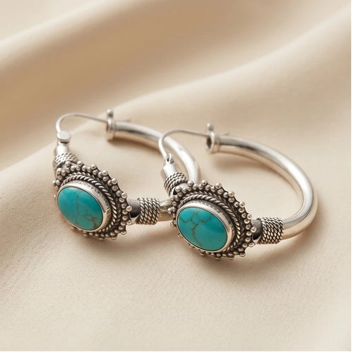 Calypso Turquoise Sterling Hoop Earrings Calypso Turquoise Sterling Hoop Earrings product photo