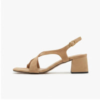 Beige suede sandals on a white background - 2