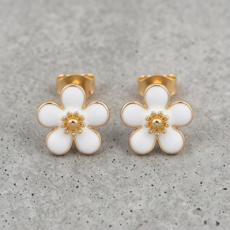 Enamel Flower Stud Earrings - variation 1
