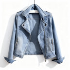 Westlyn Cropped Denim Moto Jacket