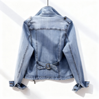 Westlyn Cropped Denim Moto Jacket