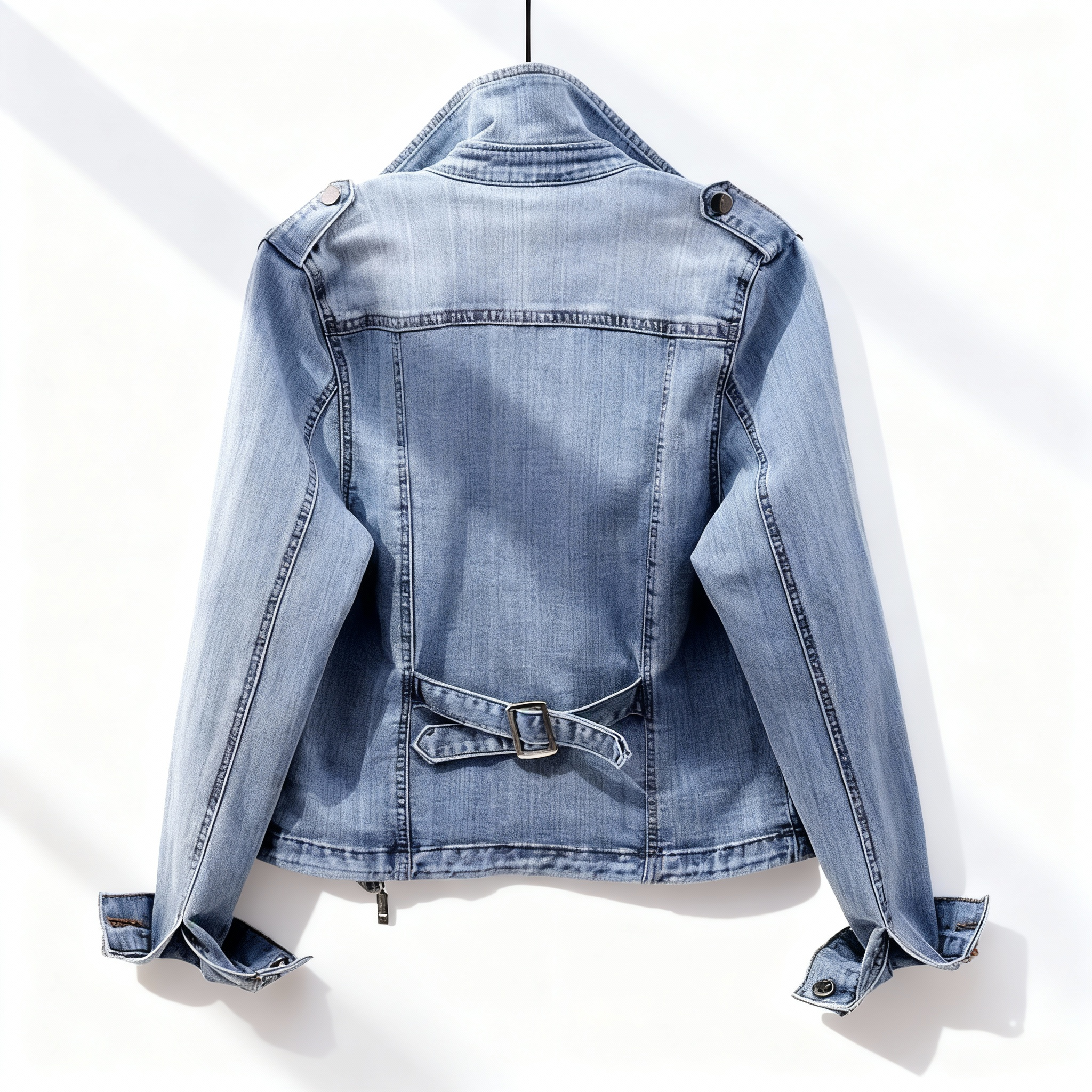 Westlyn Cropped Denim Moto Jacket