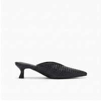 Black leather mules on a white background - 2