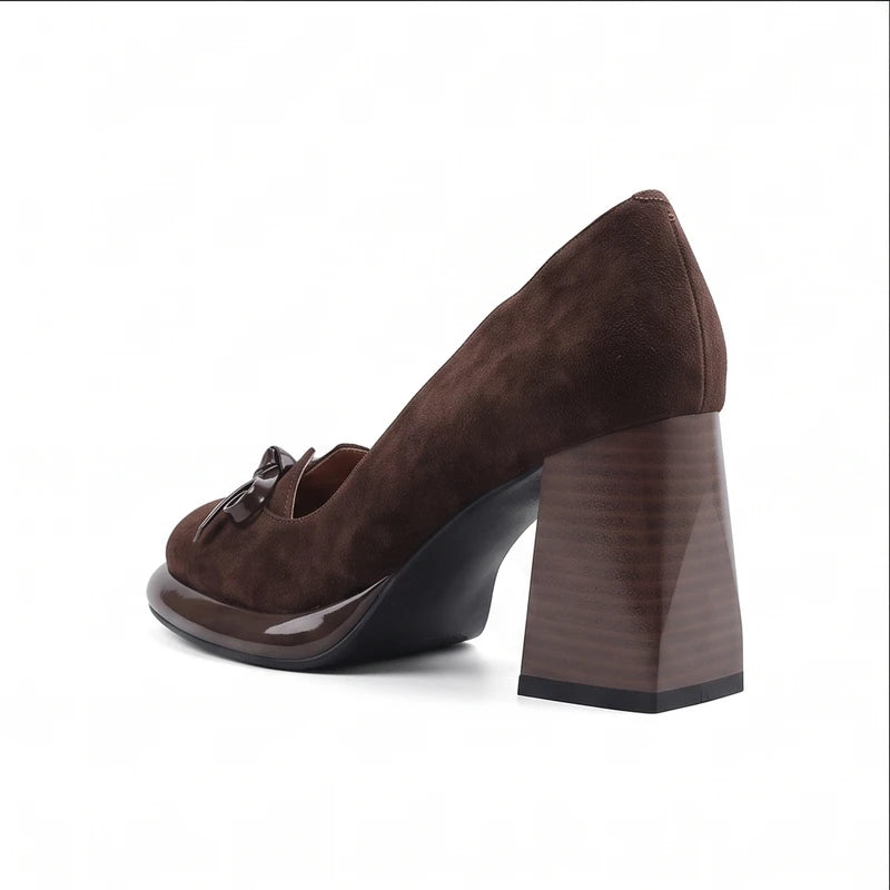 Brown suede heel on a white background - 3