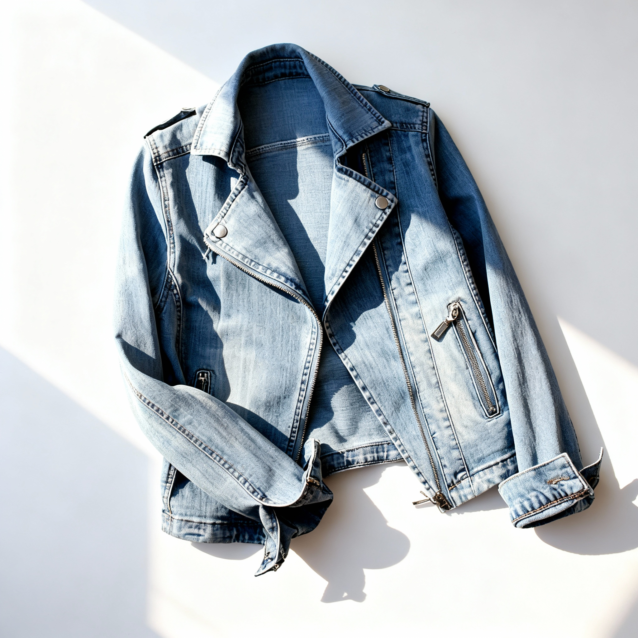 Westlyn Cropped Denim Moto Jacket