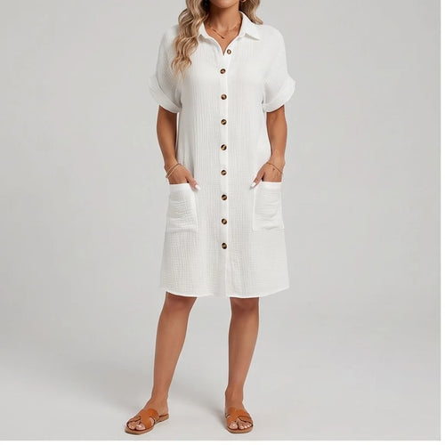 Model wearing White shirt in a studio