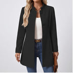 Model wearing Black jacket in a studio