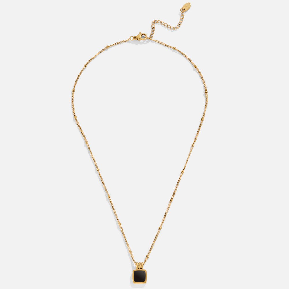 Solenne Gold Black Stone Pendant Necklace