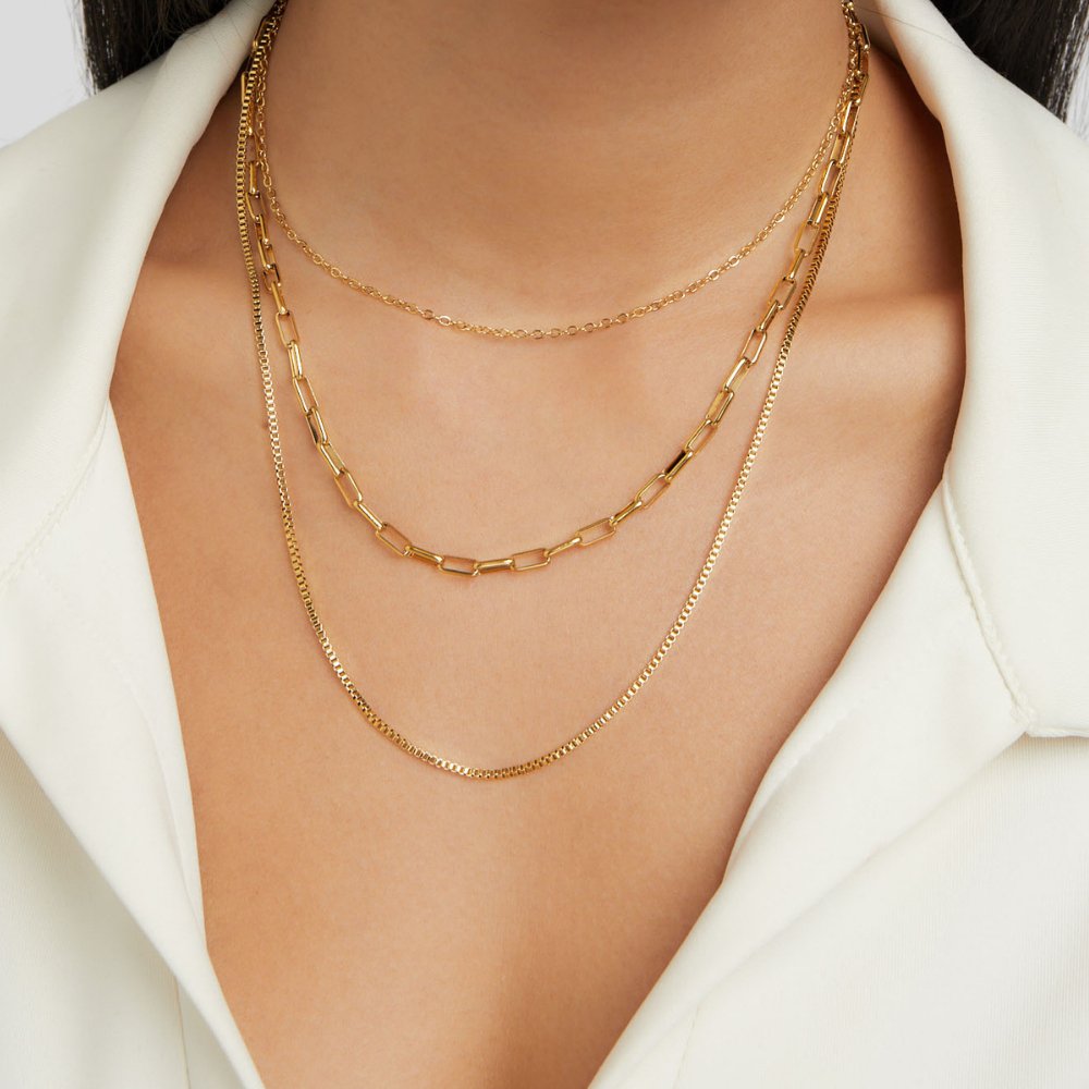 Chrysalis Gold Layered Chain Necklace Set