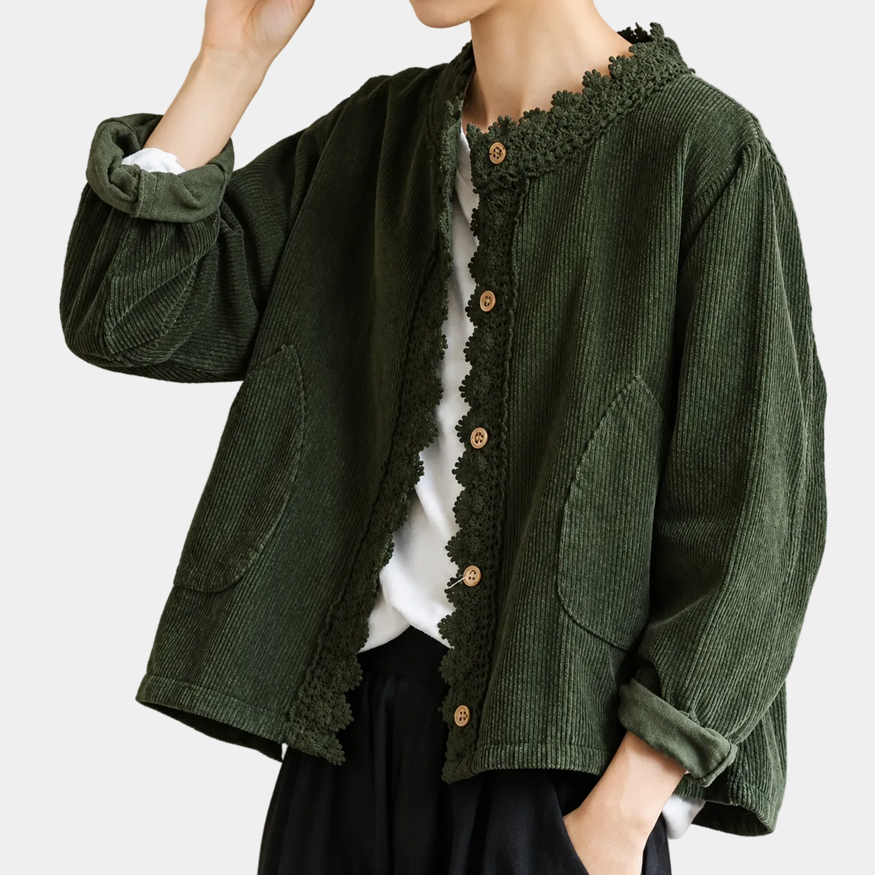 Indigo Corduroy Button Jacket