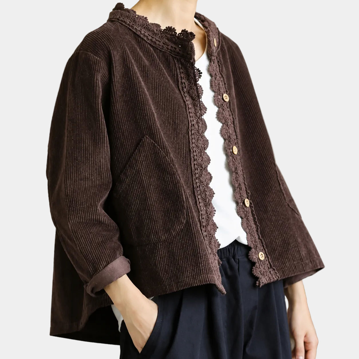 Indigo Corduroy Button Jacket