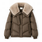 Tawny Quilted Puffer Jacket with Fur Collar